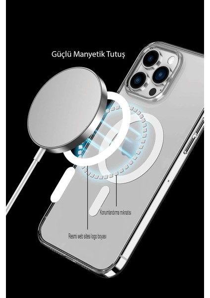 Bfs iPhone 14 Pro Max Kılıf Tron Şeffaf Magsafe Kapak - Mavi