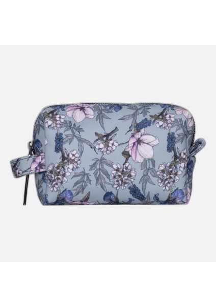 Mavi Çiçek Desenli Makyaj ve Kozmetik Çantası, Şık ve Kullanışlı Tasarım fırsatları