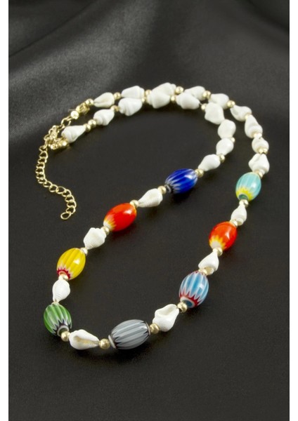 Deniz Kabuğu Cam Boncuk Kolye