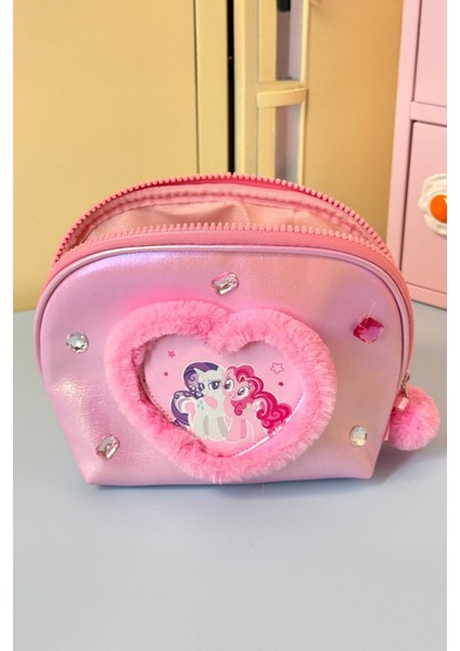 Pembe Kalp Şekilli Kozmetik Çantası, Renkli ve Şık Tasarım fiyatları