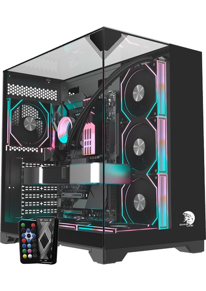 Carısma 7x Argb Kumandalı Fan Topglass USB 3.0 Gaming Bilgisayar kasası siyah