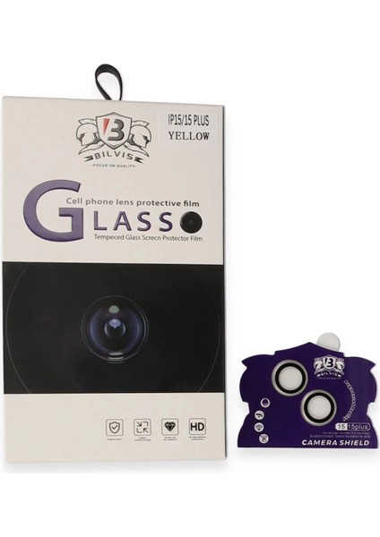 Bfs iPhone 15 Bilvis Titan Kamera Lens - Sarı