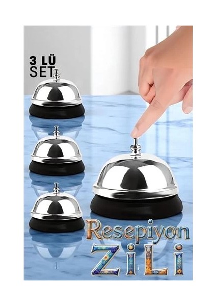 Bx Resepsiyon Zili - Resepsiyon ve Restoran Için Zil - Resepsiyon Çağrı Zili 3 Lü Set