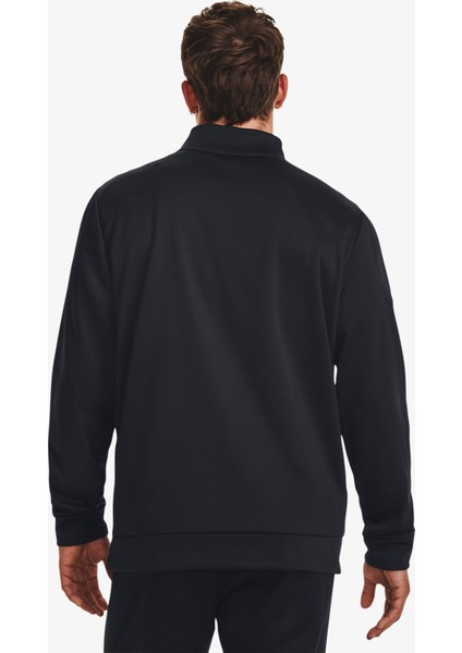 Fleece 1/4 Zip Erkek Siyah Günlük Sweatshirt.001