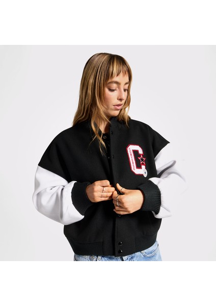 Kadın Dik Yaka Siyah Bomber Ceket.001 fırsatları