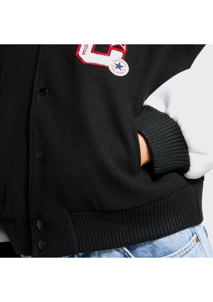 Kadın Dik Yaka Siyah Bomber Ceket.001