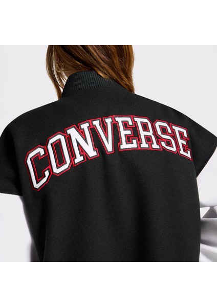 Kadın Dik Yaka Siyah Bomber Ceket.001