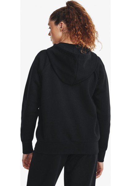 Rival Fleece Tam Boy Fermuarlı Kadın Siyah Kapüşonlu Üst.001
