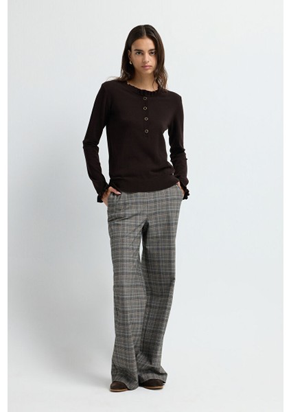 Uzun Kollu Patlı Triko Kazak Kahve 13943005002 modelleri