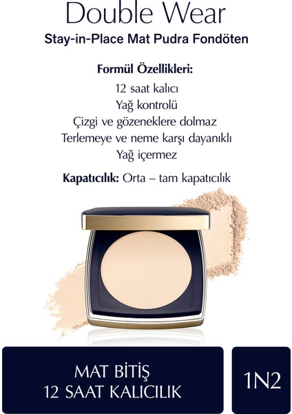Double Wear Stay-in-Place Mat Pudra Fondöten - 1N2 ECRU fiyatları