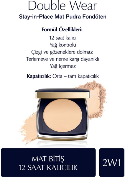 Double Wear Stay-in-Place Mat Pudra Fondöten - 2W1 DAWN fiyatları