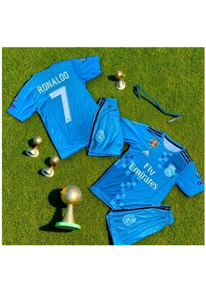Real Madrid Ronaldo 2018 Deplasman Turkuaz Çocuk Halı Saha Forması