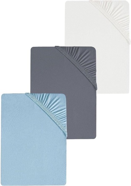 3 Adet Battal Boy Düz Pamuklu Çift Kişilik 200 x 200 cm Lastikli Penye Çarşaf