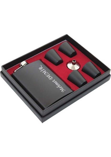 Isime Kişiye Özel Çelik Matara Hediye Seti Siyah Içecek Matarası Paslanmaz Çelik 4 Bardaklı Cep Matarası fiyatları