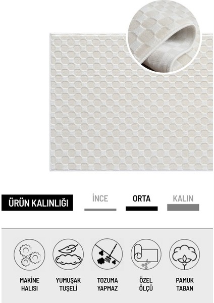 Pamuk Tabanlı Modern Tasarımlı Sisal Dama Krem Renk Halı indirimleri