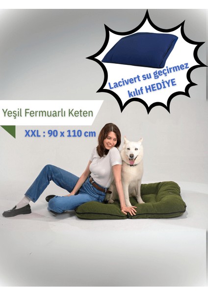 Xxl Hediye Kılıflı Ekstra Büyük Yıkanabilir Köpek Minderi (120X100) Fermuarlı