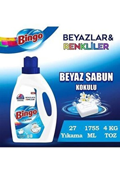 Sıvı Deterjan Beyaz Sabun 1755 ml 27 Yıkama Beyaz ve Renkli Giysiler İçin Etkili fiyatları