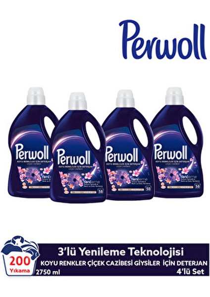 Yenileme Sıvı Çamaşır Deterjanı 4'lü Set 200 Yıkama Çiçek Cazibesi Koyu Renkler fiyatları