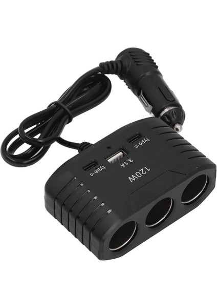 3 Lü Çakmak Soketi 120W Çakmaklık Çoğaltıcı 2 USB 1 Type-C Araç Şarj Cihazı Çakmak Çoklayıcı fiyatları