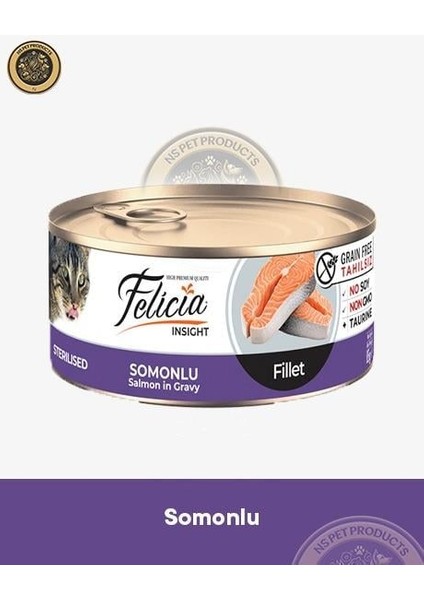 Kısırlaştırılmış Biftekli-Somonlu Yetişkin Kedi Konservesi 48X85GR modelleri
