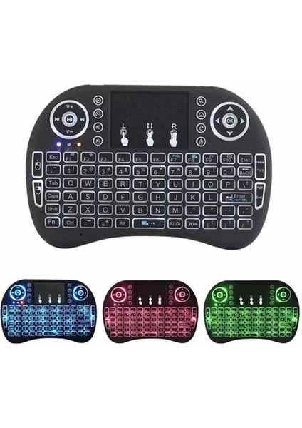 Msa-Shop Işıklı Kablosuz Mini Klavye ve Dokunmatik Mouse Seti Türkçe Kablosuz