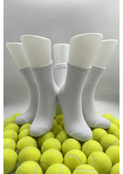 Unisex Beyaz Yarım Konç Tenis Çorap Kolej 6'lı Set fiyatları