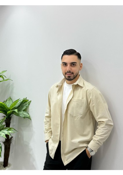 Erkek Kadife Kumaş Kışlık Gömlek Yeni Sezon Oversize Gömlek Renk Solması Yapmaz
