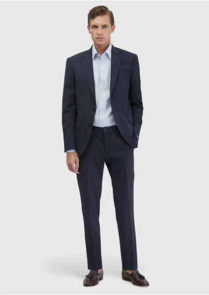 Indigo Mikro Modern Fit Yün Karışımlı Takım Elbise fiyatları