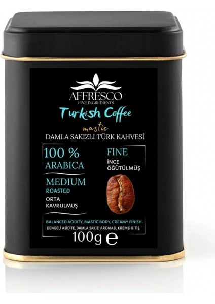 Damla Sakızlı Türk Kahvesi 100 gr / Teneke Kutu