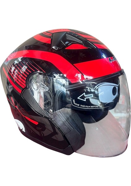 Yarım Kask Güneş Vizörlü Kırmızı x Large (Xl)
