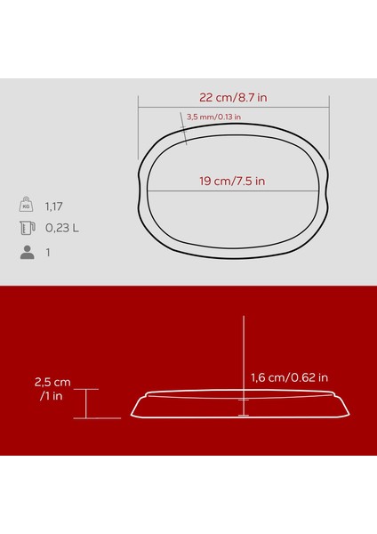 Döküm Oval Fajita Tabağı Ölçü 12X19CM.-BORDO indirimleri