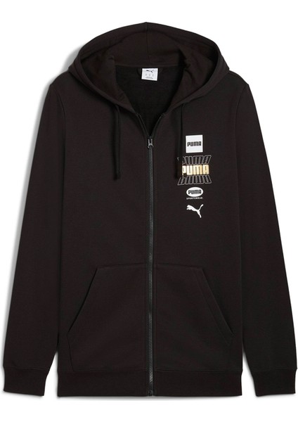 Ess Logo Lab Holiday Fz H Siyah Erkek Fermuarlı Sweatshirt