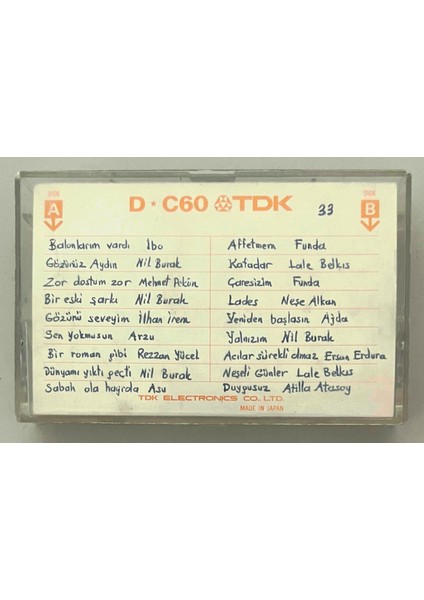 Özel Dolum Pop Kaset (Dönem Dolum Kaset Şarkı Listesi Kaset Kapağındadır) Ref:04