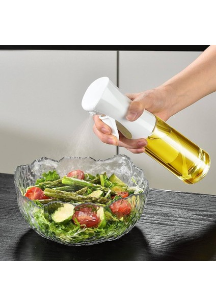 220 ml Pişirme Öncesi Sprey Püskürtmeli Sprey Cam Şişe Zeytinyağı Sirke Yağ Püskürtücü Beyaz