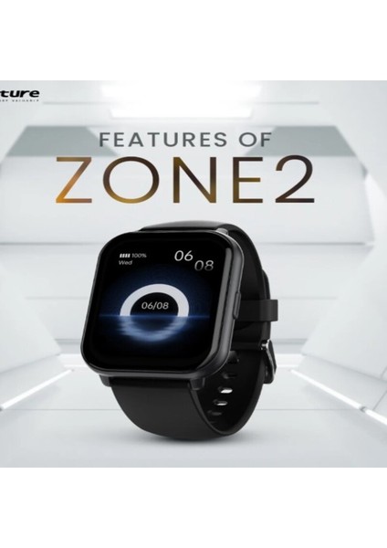 Hifuture Zone2 Bluetooth 5.2 IP68 1.96 Inç Arama Özellikli Uyumlu Nabız Spor Takibi 50MM Akıllı Saat Siyah
