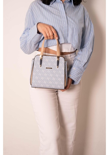 Kadın Omuz Çantası 1136-46543 Sılver Polo Bayan Çantası M178 Mavi-Mat Ten