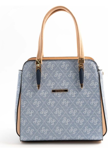 Kadın Omuz Çantası 1136-46543 Sılver Polo Bayan Çantası M178 Mavi-Mat Ten