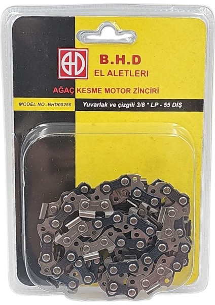 B.h.d BHD00256 3/8'' 1.3mm 27.5 Diş Lp (Düşük Profil) Yuvarlak ve Çizgili Ağaç Kesme Motorlu Testere Zinciri