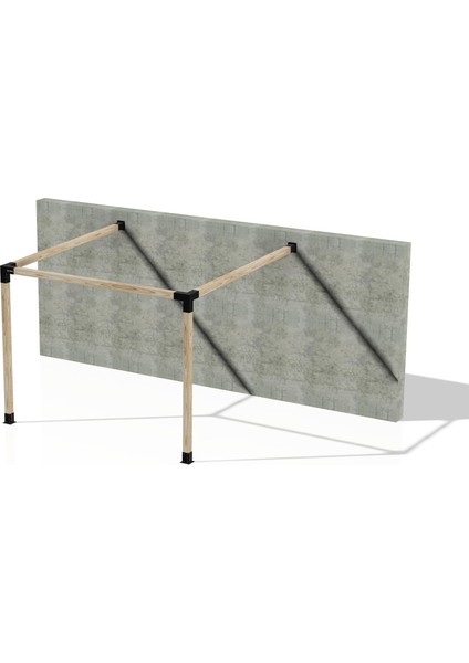 2.4 x 2.4 Metre Sundurma Pergole Braket Seti 2 Ana Direkli Üstü Açık Eğimli Sundurma