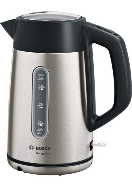 Paslanmaz Çelik Su Isıtıcı Kettle, 1700 Ml, Gri, Şık ve Dayanıklı Tasarım