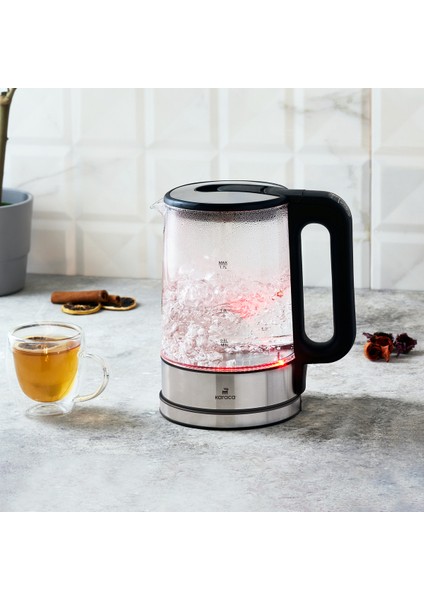 5 Kademe Sıcaklık Ayarlı Cam Su Isıtıcı ve LED Işıklı 2200W