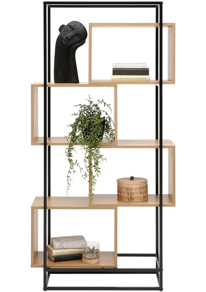 Metal Ahşap Kitaplık Dekoratif 5 Raflı Ofis Kitaplığı Kitap Dosya Rafı Çiçeklik Rafı Dekorasyon fiyatları