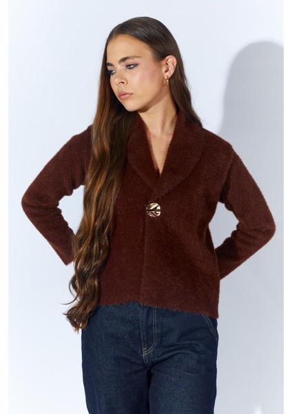 Kadın Kahve 8949 Gömlek Yaka Gold Düğmeli̇ Sakal Hirka fiyatları