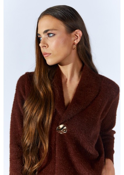 Kadın Kahve 8949 Gömlek Yaka Gold Düğmeli̇ Sakal Hirka fırsatları