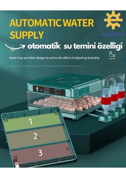 Kuluçka Makinesi EPO-130MY Extra Hediyeli 130 Yumutalık Yedek Motorlu Incubator