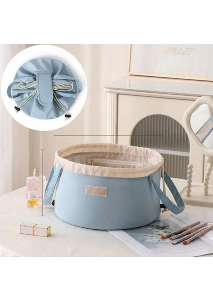 Büyük Kapasiteli Taşınabilir Seyahat Kozmetik Düzenleyici Çanta Mavi