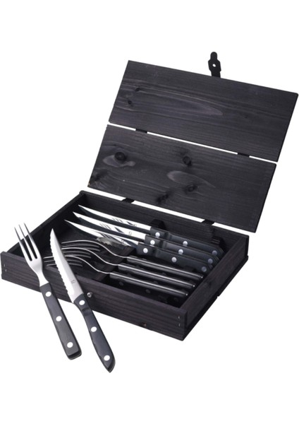 Old Farmer Black Steak Çatal, Bıçak Takımı 8 Parça - 18/8 Paslanmaz Çelik
