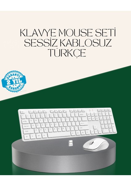 Ergonomik Kablosuz Klavye Mouse Takımı - Tam Boy, Sessiz ve Güvenilir