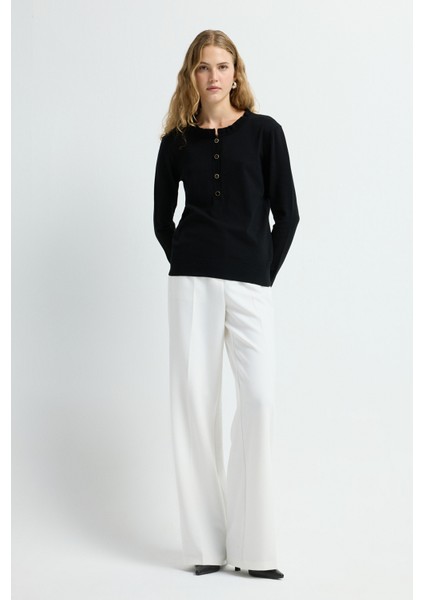 Uzun Kollu Patlı Triko Kazak Siyah 13943005002 modelleri