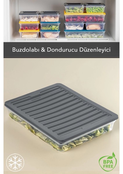 Mikrodalga Uyumlu Saklama Kabı Erzak Kabı Antrasit 1 x 2400ML